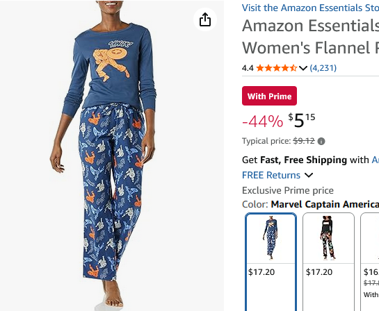 Amazon.com Amazon Essentials Disney | Marvel | Star Wars Women's Flannel Pajama Sleep Sets 