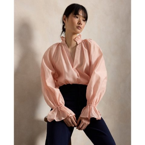 棉丝欧根纱女衬衫