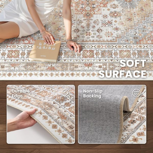 zesthome Ultra-Thin Anti-Slip Area Rug 5x7ft Orange