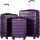 Coolife 3 Piece Hardshell Luggage Set Purple