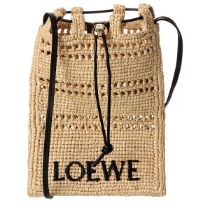 Loewe 拉菲草皮革抽绳单肩包