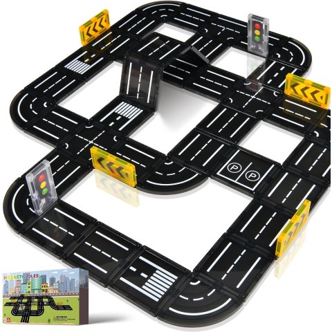 Aukit Magnetic Tiles Road Expansion Pack
