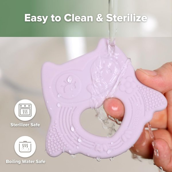 Silicone Owl Teether Lavender