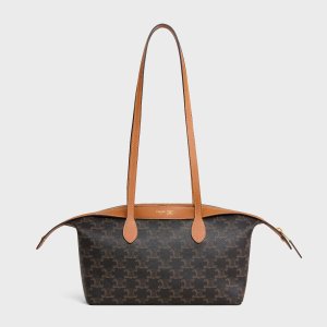 Celine Triomphe 小号帆布牛皮旅行袋 蜜色