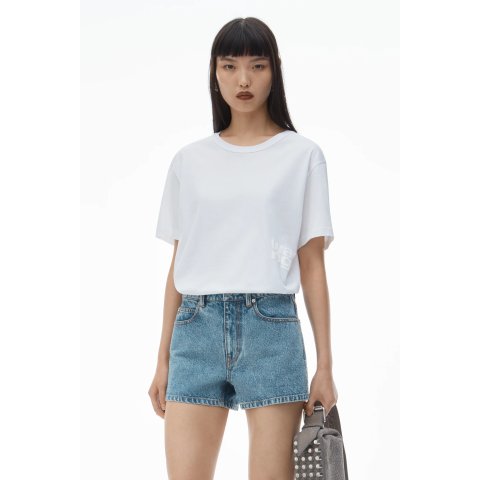 alexander wang 徽标棉T恤 白色