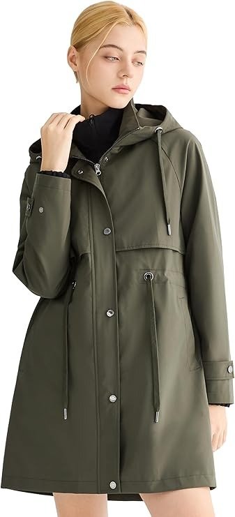 Women's Waterproof Long Hooded Raincoat