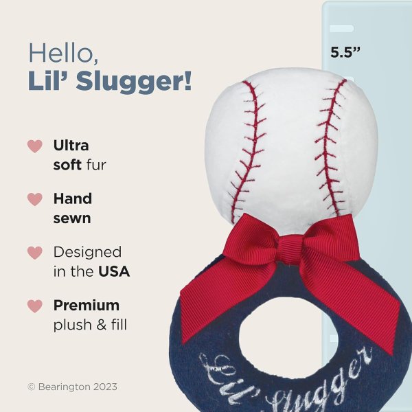 Bearington Baby Lil’ Slugger 棒球安抚摇铃 5.5英寸