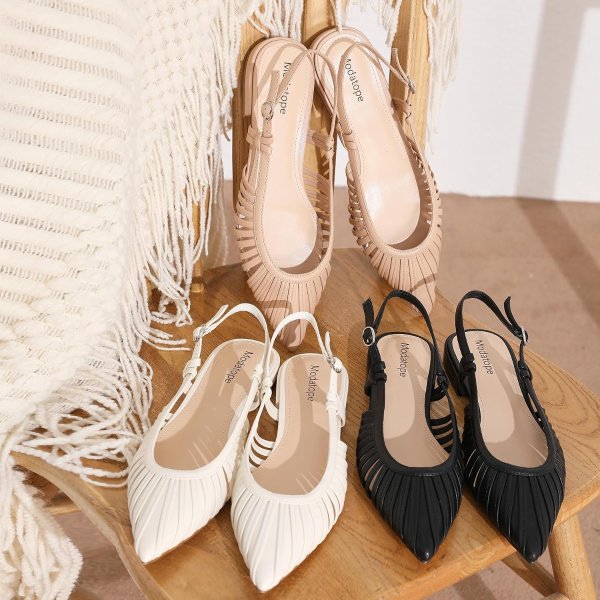Modatope Women's Pointed Toe Slingback Flats