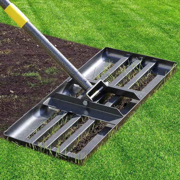 cogardenshower Heavy Duty Stainless Steel Lawn Leveling Rake 17x10 Inch
