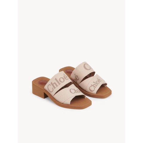 Woody Heeled Mule Beige