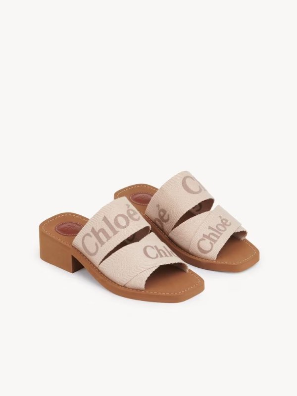 Woody Heeled Mule Beige