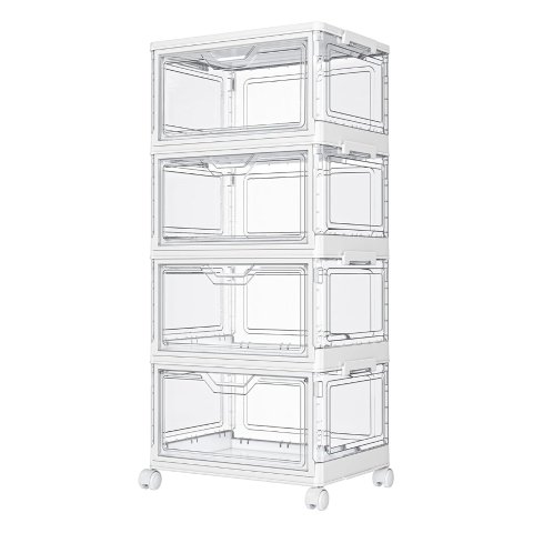 4-Tier Plastic Storage Bin with Wheels 23QT Magnetic Door