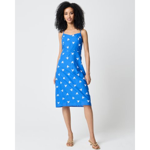 Factory Embroidered Midi Slip Dress Women