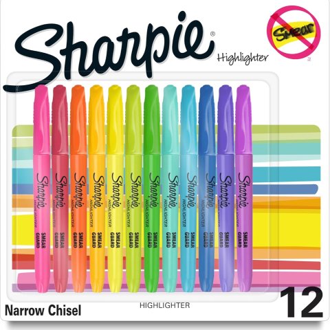 Chisel Tip Highlighters 12-Pack Assorted Colors