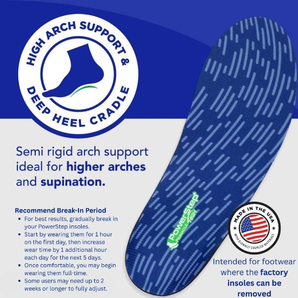 PowerStep Pinnacle High Arch Orthotic Insoles Support