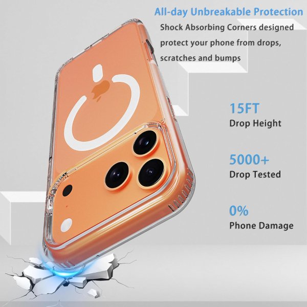 EUMADOVE iPhone 17 Pro Magnetic Clear Phone Case