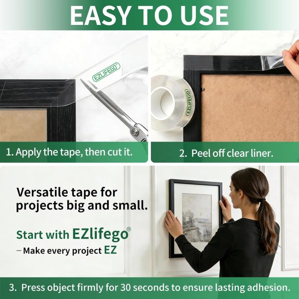 EZlifego Double Sided Nano Tape 16.5FT