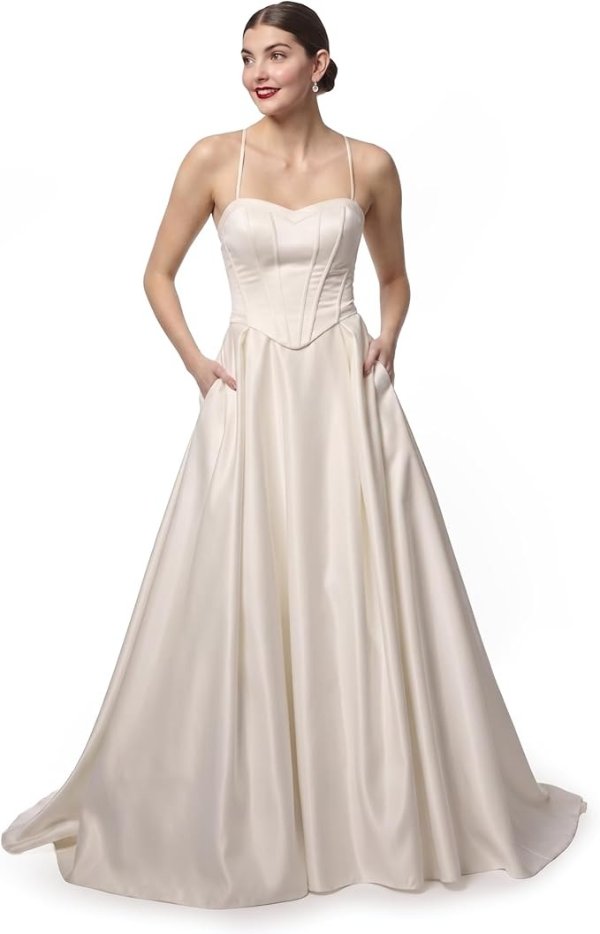 David's Bridal Satin Corset Bodice Wedding Dress