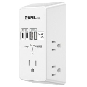 Super Electro Outlet Extender 5位插座 4口USB 1200J