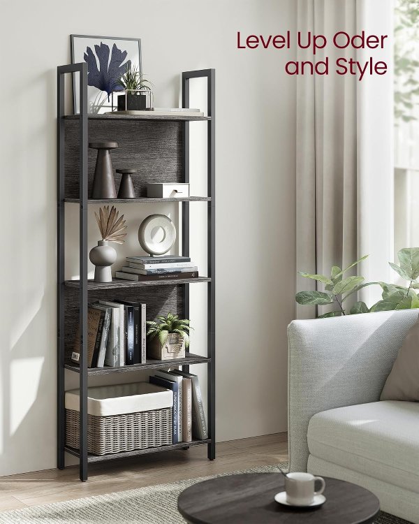 5-Tier Bookshelf ULLS025B04 Industrial Charcoal Gray
