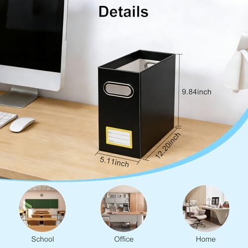 Tcbelosion Collapsible File Organizer Box Black-Yellow 2 Pack