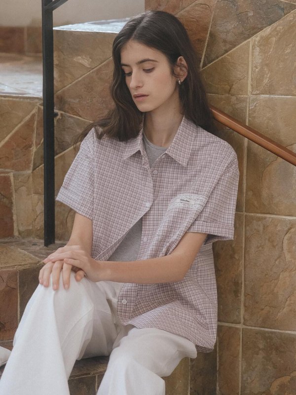 TILLIDIE TISU06SH02 Pink Check Lace Shirt