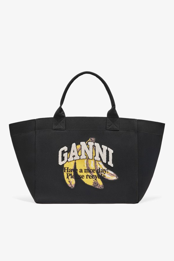 Banana Print Tote Black XXL