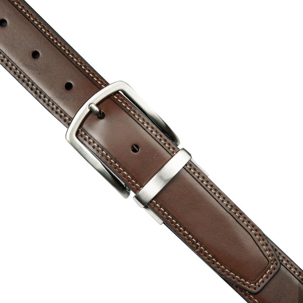 Nautica Men's Reversible Leather Belt Metal Buckle