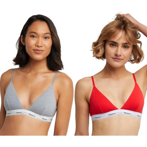 Hanes Triangle Bralette 2-Pack Cotton