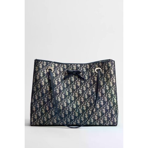 Promenade Shopping Bag Blue Jacquard