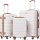 Coolife 20 Inch Hardshell Luggage 3 Piece Set Apricot White