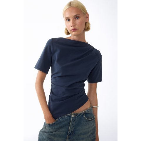 H&M Women s Asymmetric Top Dark Blue