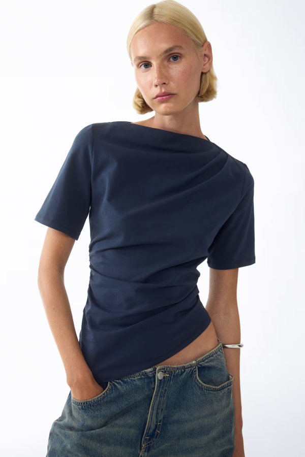  Women's Asymmetric Top Dark Blue