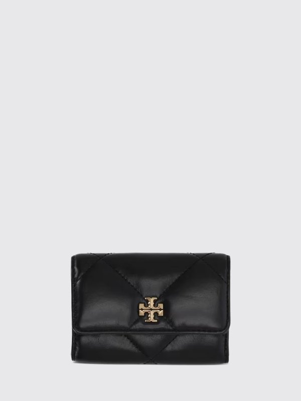Tory Burch Kira Quilted Leather Card Holder Double T Logo Black