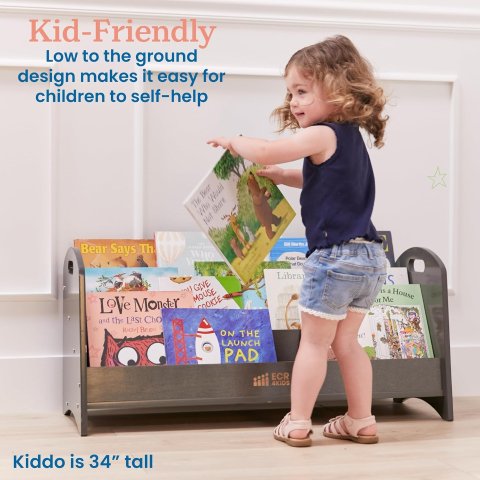 3-Shelf Kids Book Display Grey