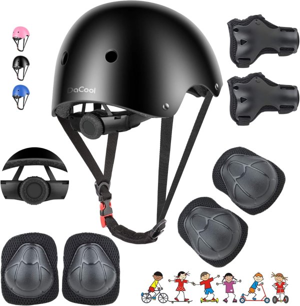 DaCool Kids Helmet Set Adjustable for Ages 3-10