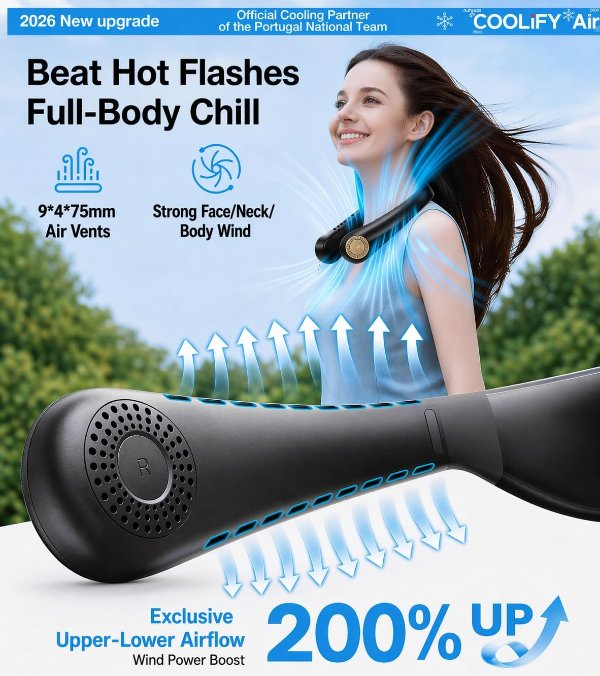 COOLiFY Air 2026 颈挂空调扇 黑色
