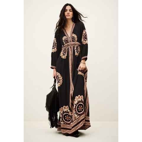 BA&SH Vera Gray Patterned Maxi Dress