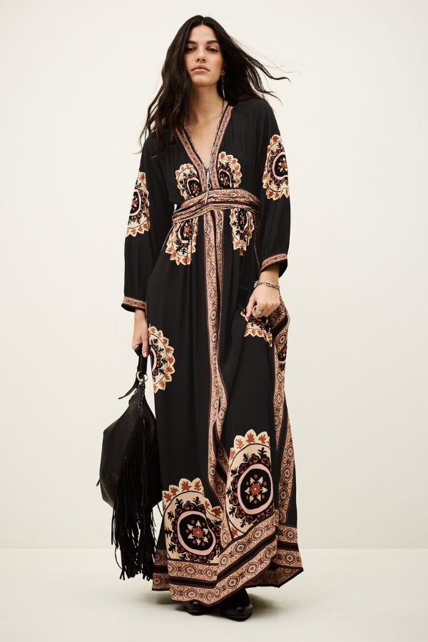 Vera Gray Patterned Maxi Dress