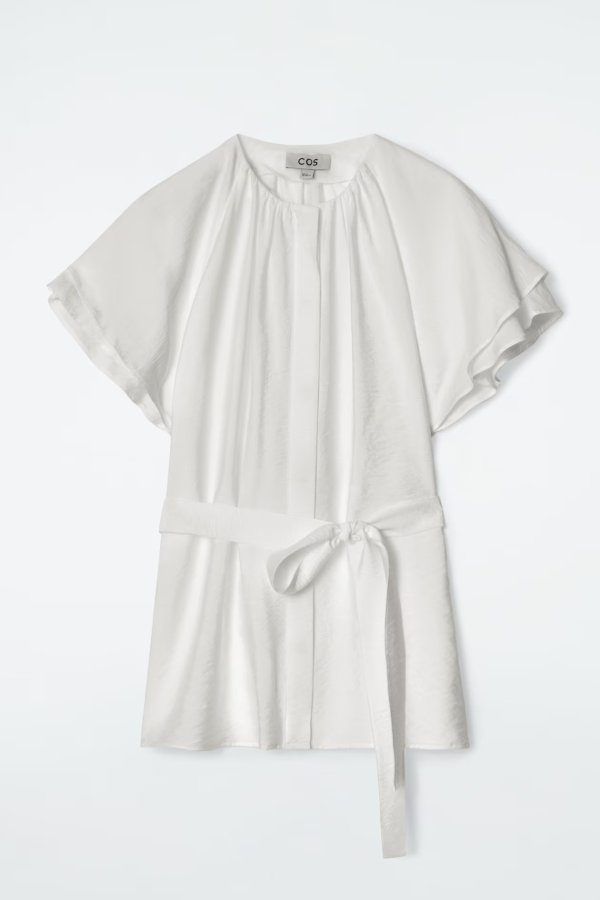 Layered Belted Blouse White