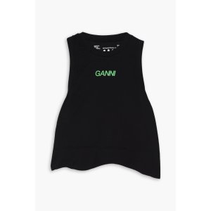 Ganni 印花修身短上衣 弹力网纱