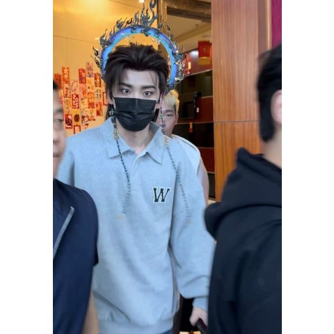  灰色珍珠标志POLO衫 陈鑫海同款