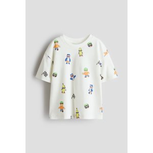 H&M  Stumble Guys 儿童宽松印花T恤 白色
