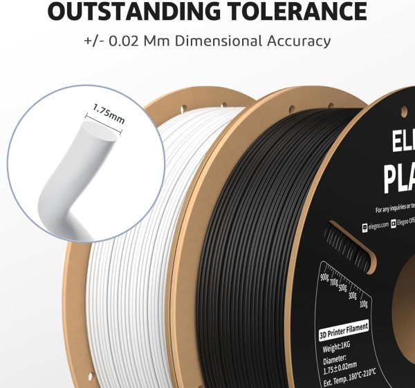 ELEGOO PLA PRO 1.75mm Black 3D Printer Filament 4KG