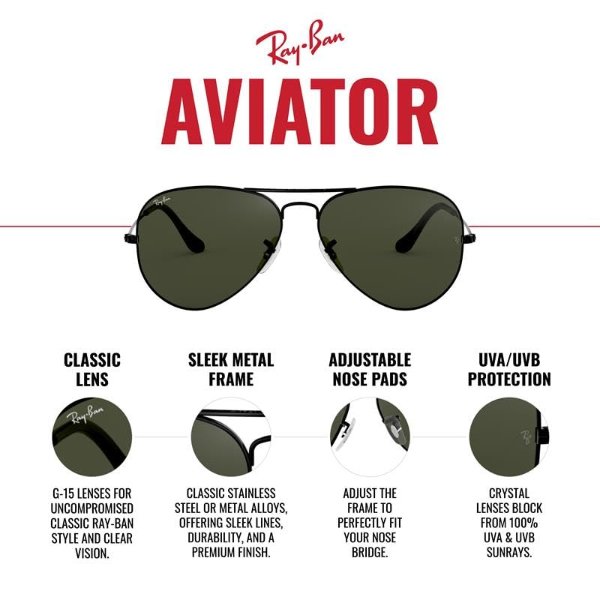 Ray-Ban RB3025 Classic Aviator Sunglasses