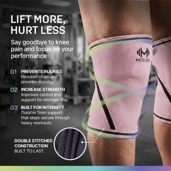 Modvel 7mm Knee Sleeves Pair Weightlifting