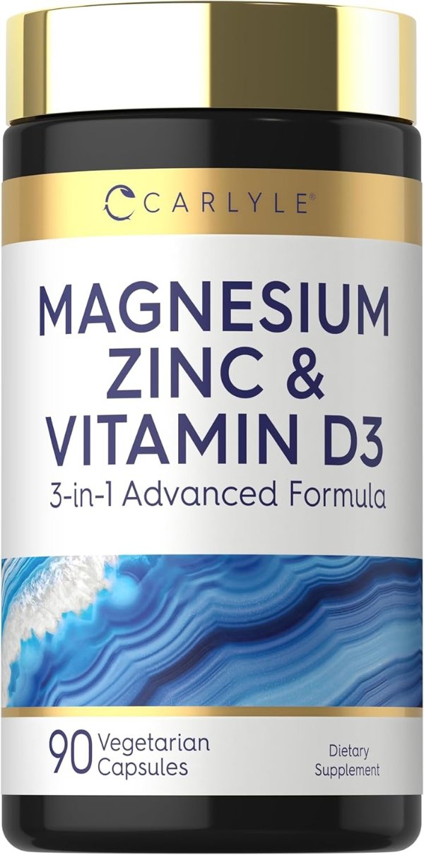 Carlyle Magnesium Zinc Vitamin D3 Capsules 90 Count