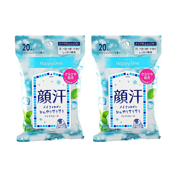 Mandom Happy Deo Mint Facial Wipes 20 Count