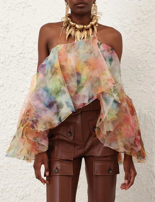 Zimmermann Luna Fanned Spliced Floral Camisole