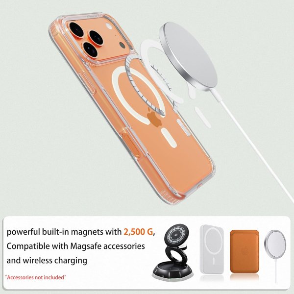 EUMADOVE iPhone 17 Pro Magnetic Clear Phone Case